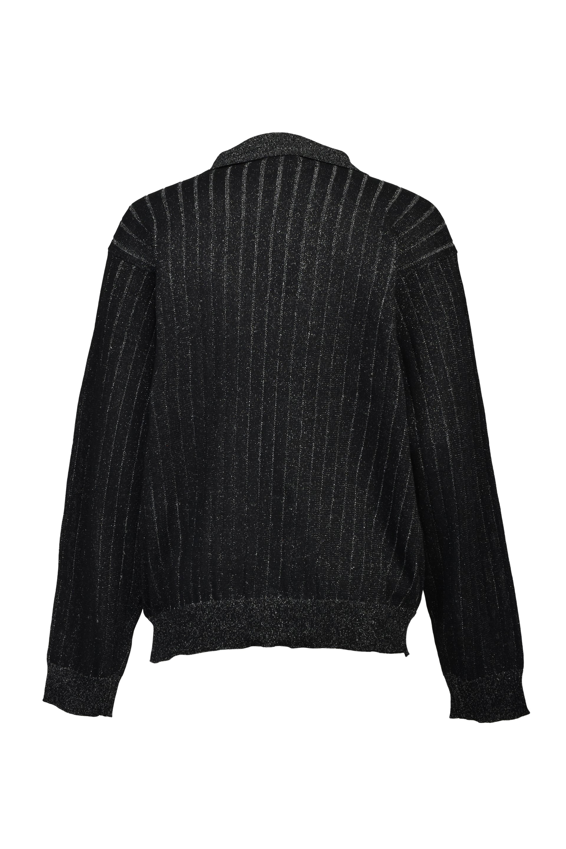 SCRIPT LOGO KNIT ZIP UP JACKET / BLK