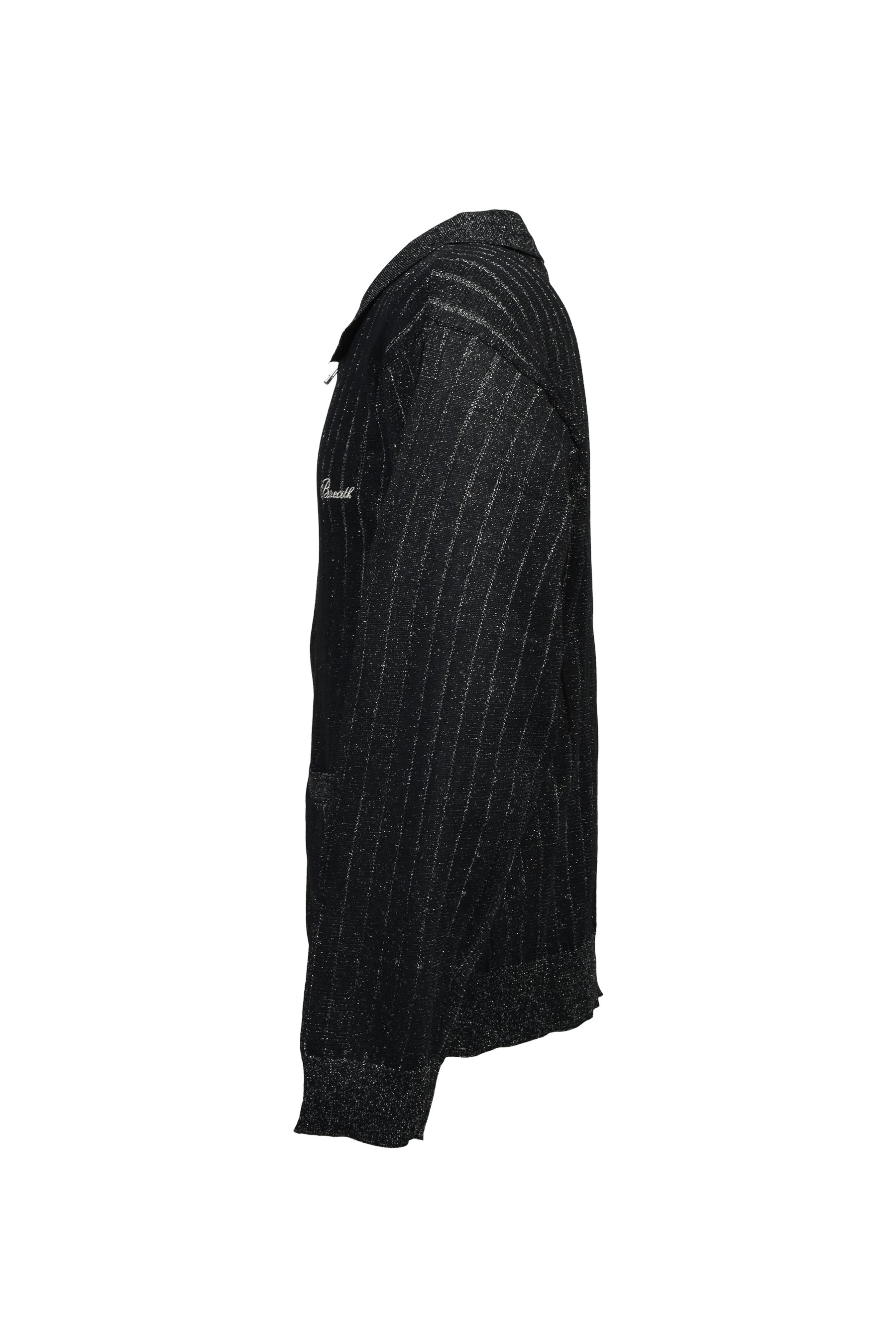 SCRIPT LOGO KNIT ZIP UP JACKET / BLK