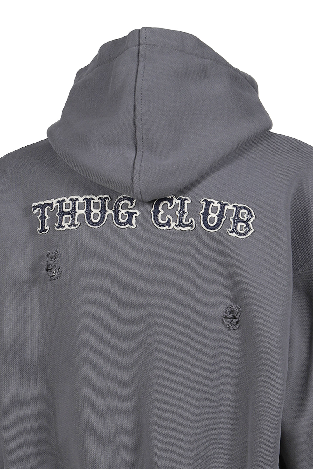 LEATHER FLAME HOODED ZIP-UP / GRY