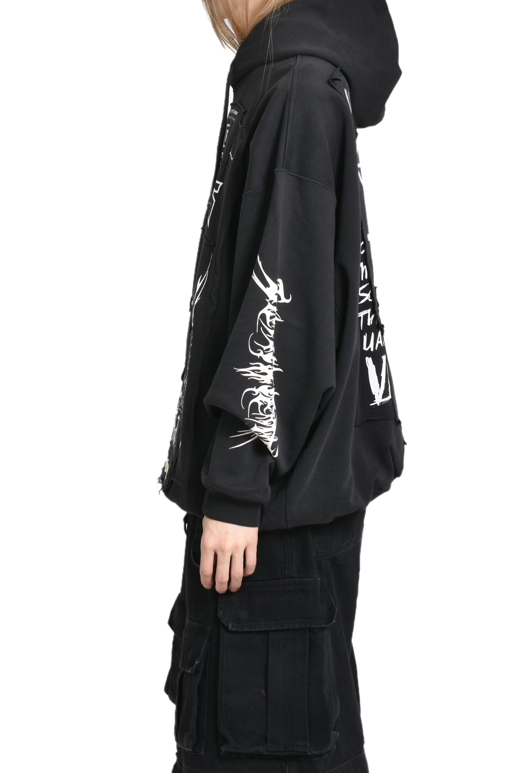 PATCHED LOGO HOODIE / BLK