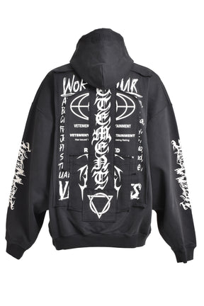 PATCHED LOGO HOODIE / BLK