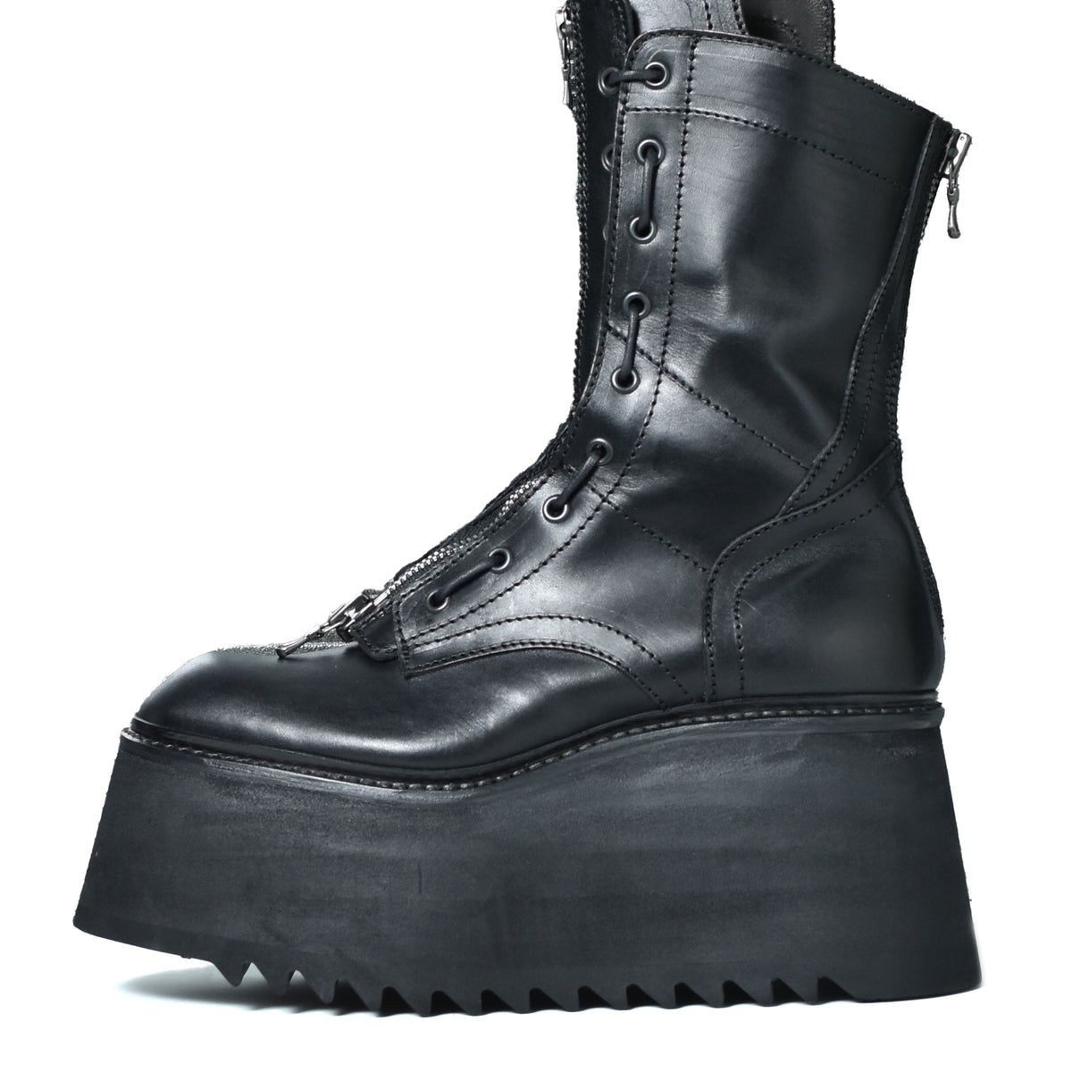 JULIUS ユリウス FW25 COW SKIN LACE UP BOOT / BLK - NUBIAN ヌビアン