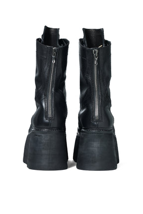 COW SKIN LACE UP BOOT / BLACK