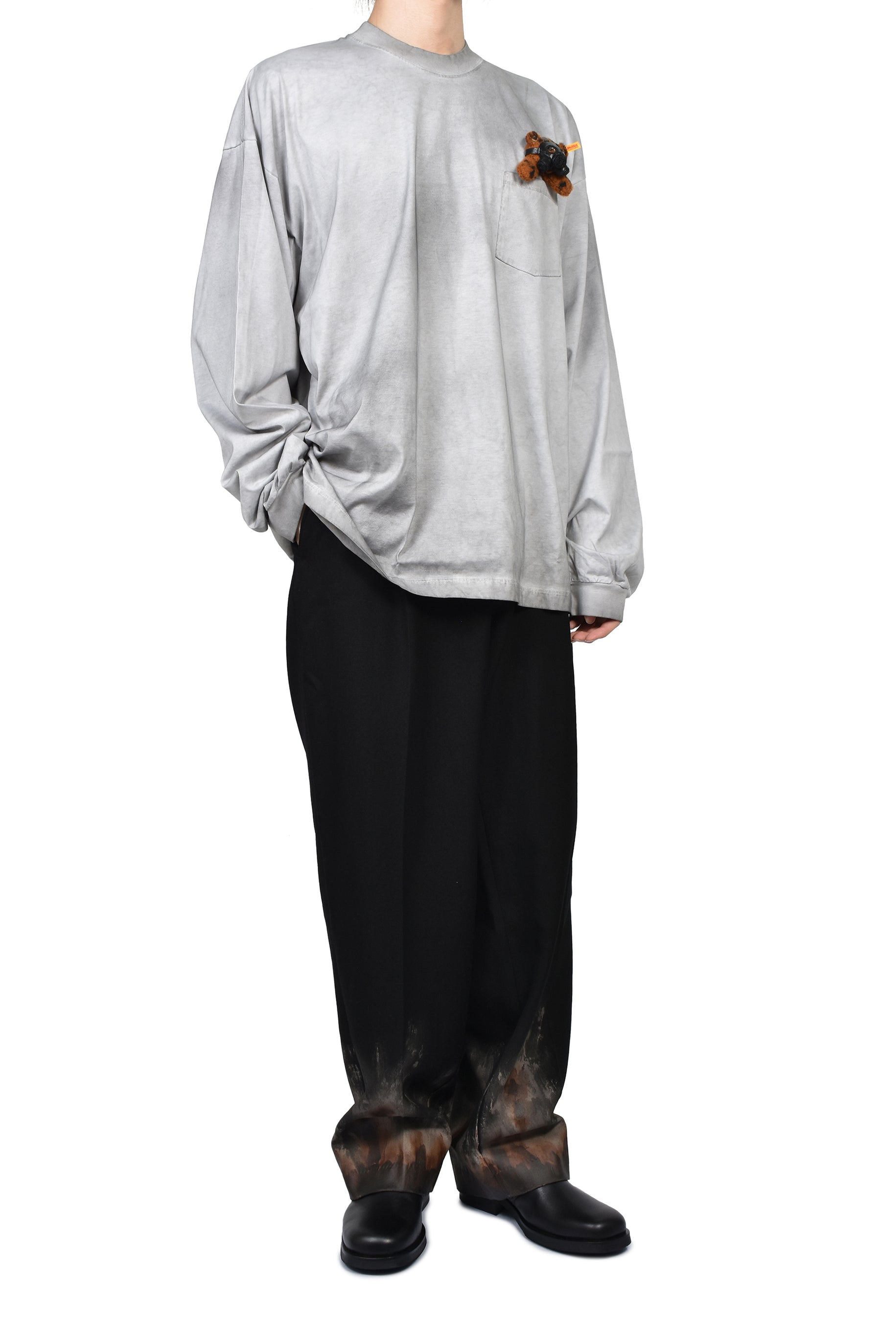 GAS MASK BEAR LONG SLEEVE T-SHIRT / L.GRY