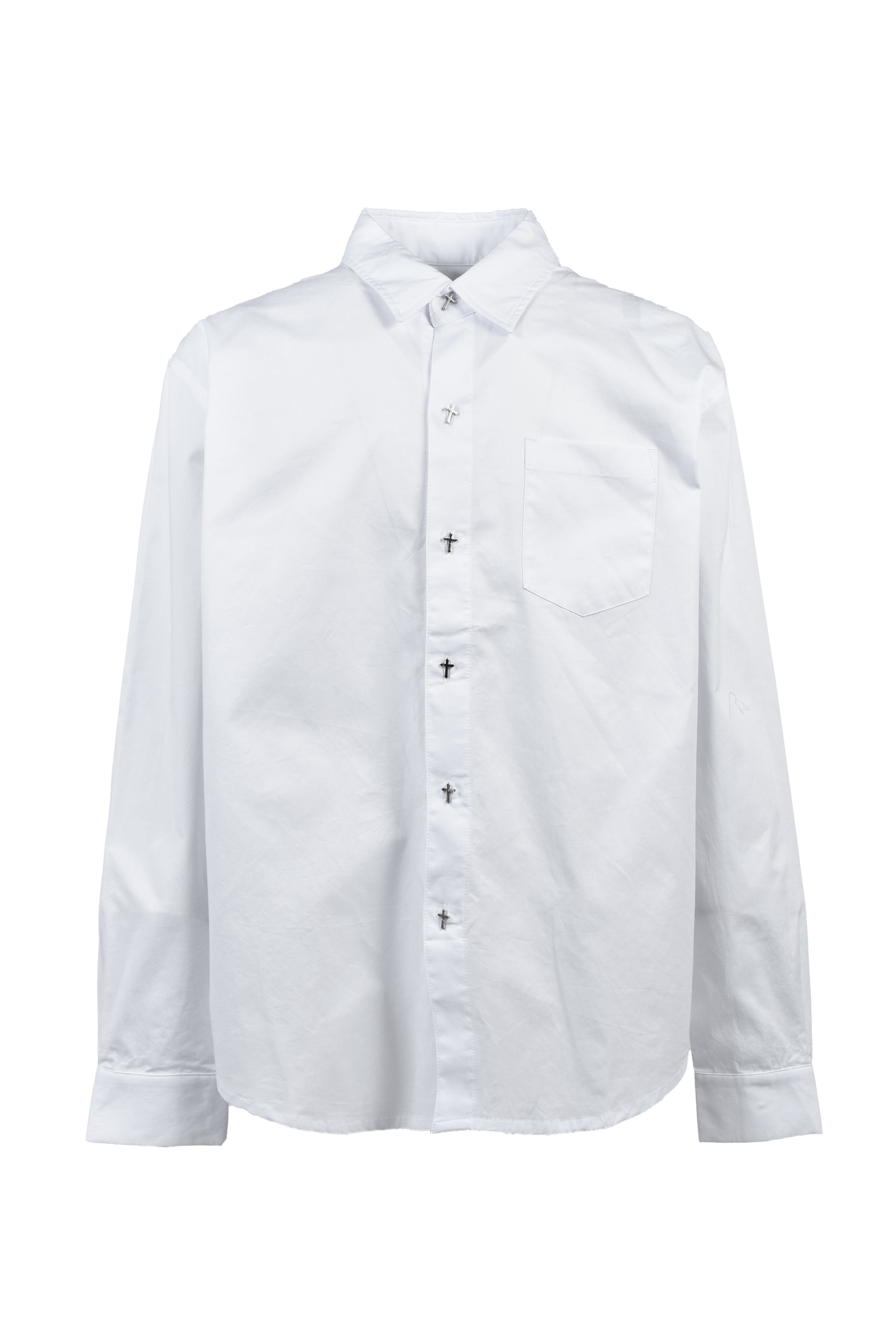 LAST NEST Last Nest SS26 WHITE CROSS BOTTAN L/S SHIRT / WHT