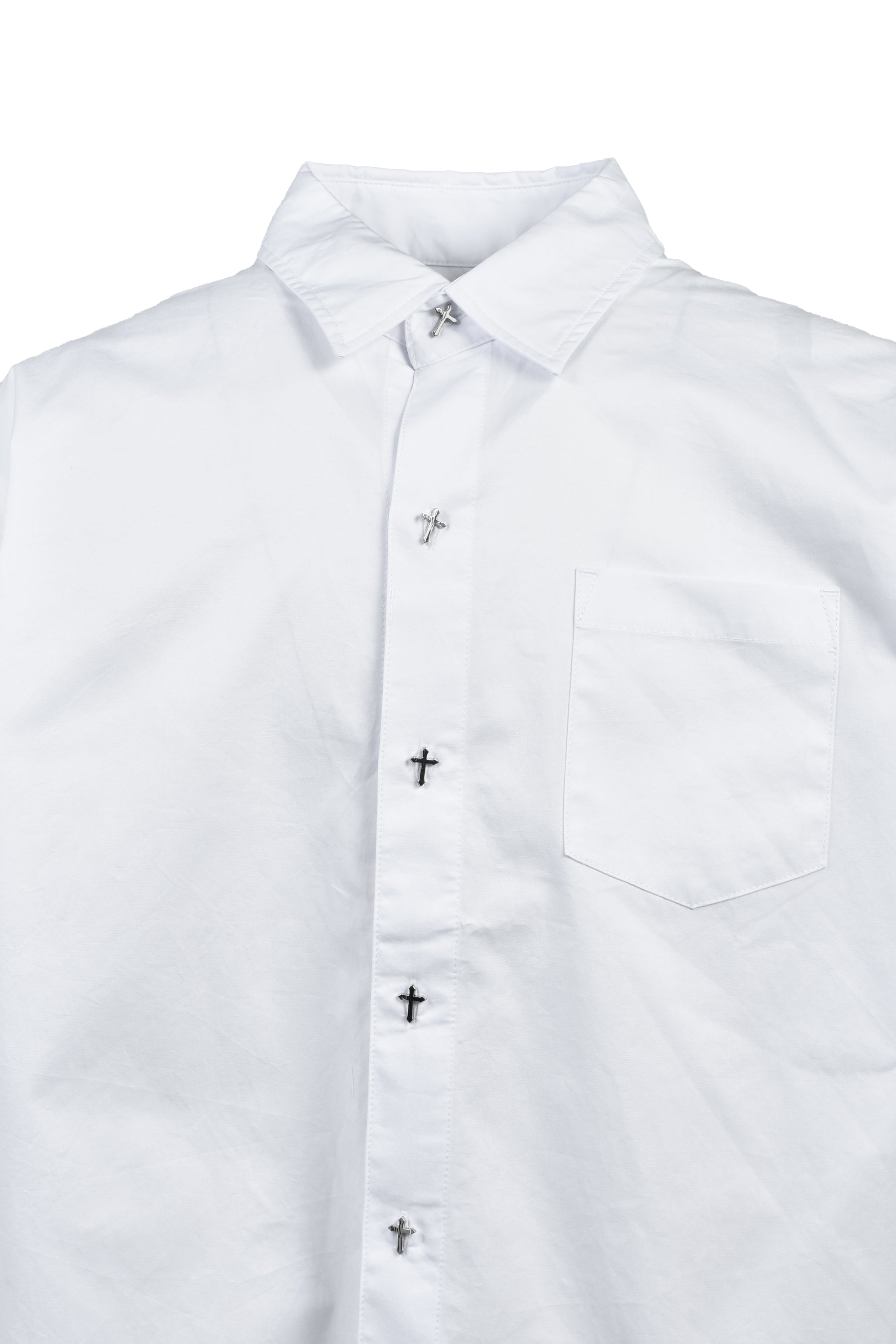 WHITE CROSS BUTTON L/S SHIRT / WHT