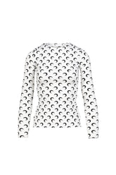 MOON PRINTED JERSEY LS CREWNECK TOP / OPTICAL WHT