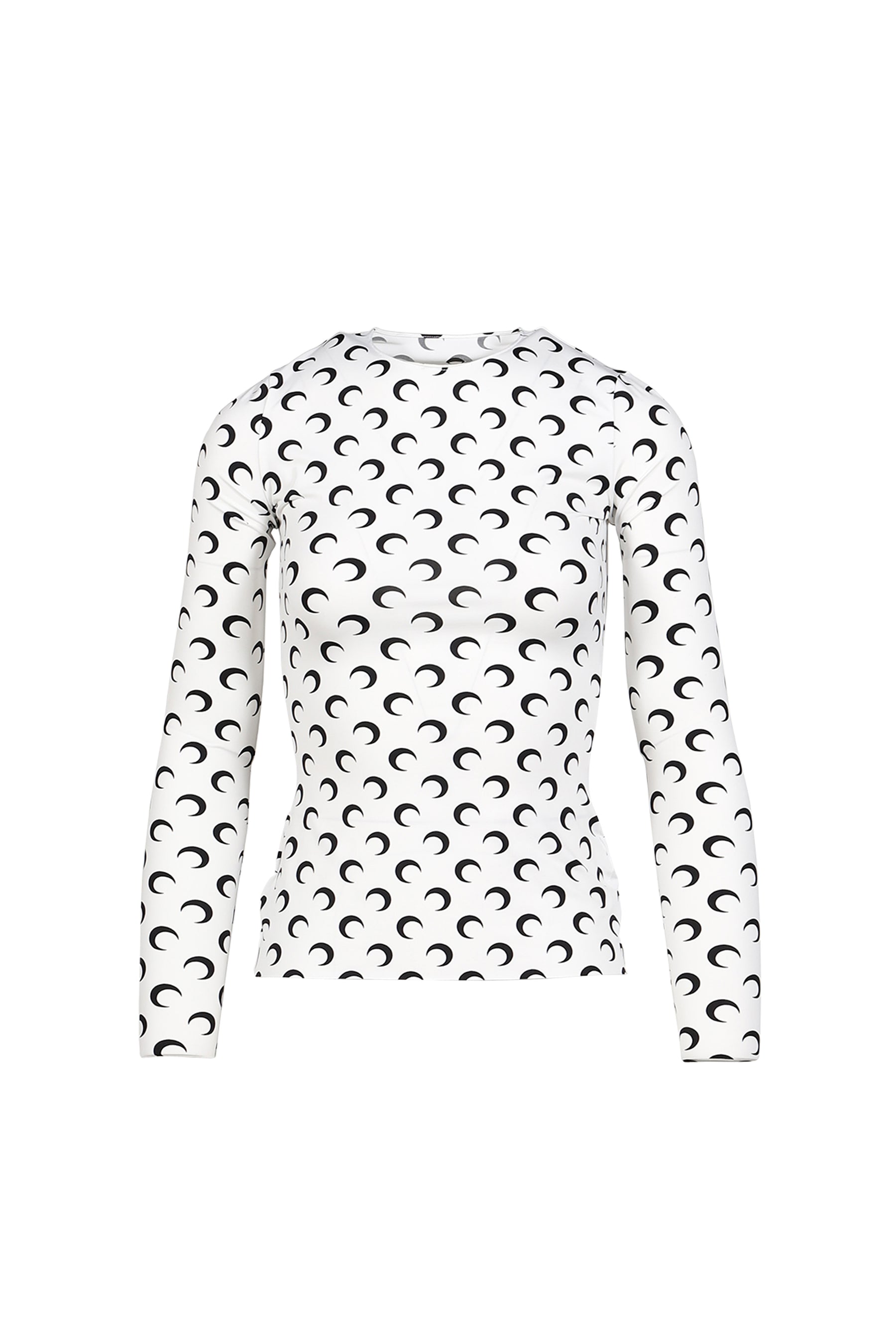 MOON PRINTED JERSEY LS CREWNECK TOP / OPTICAL WHT