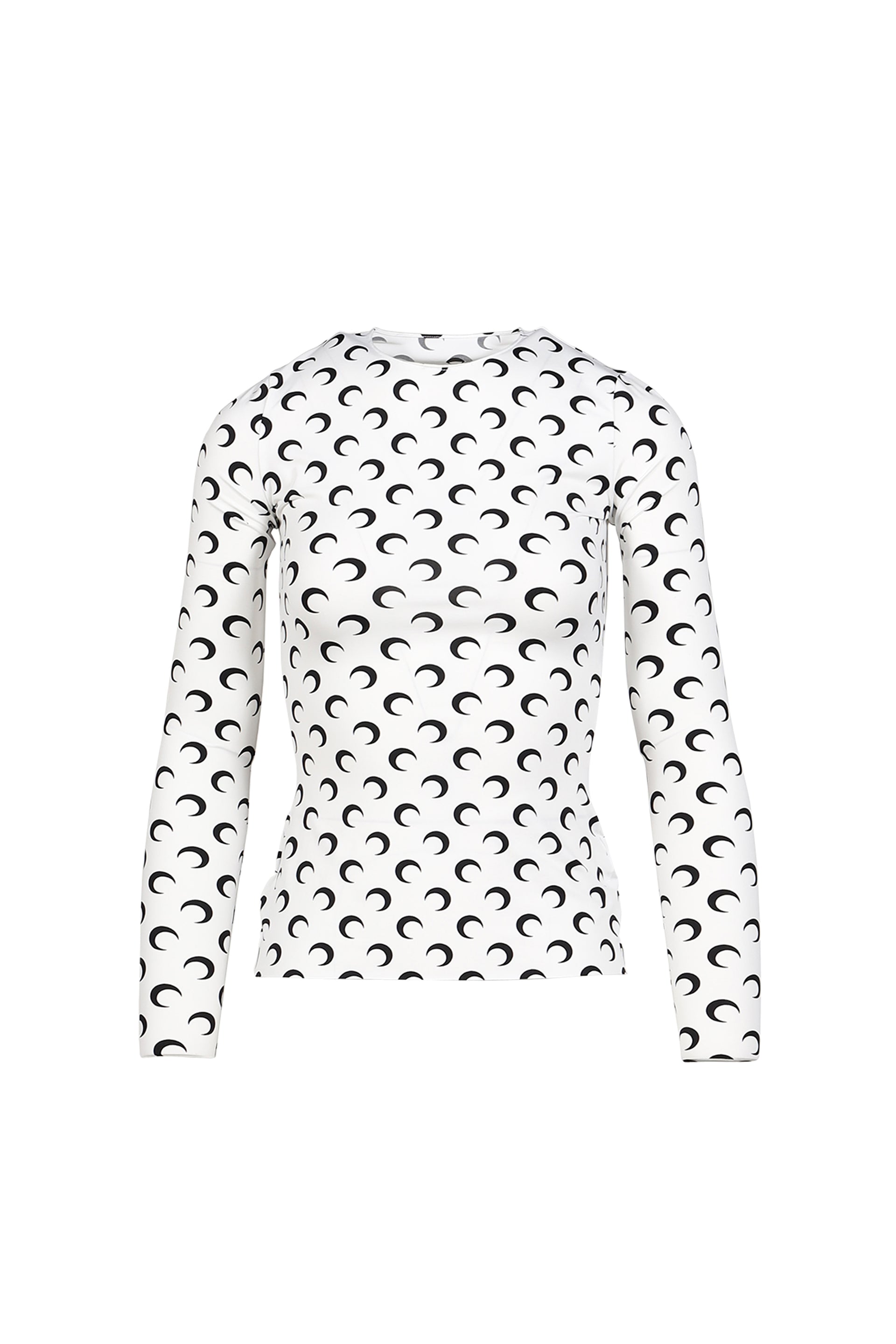 MOON PRINTED JERSEY LS CREWNECK TOP / OPTICAL WHT