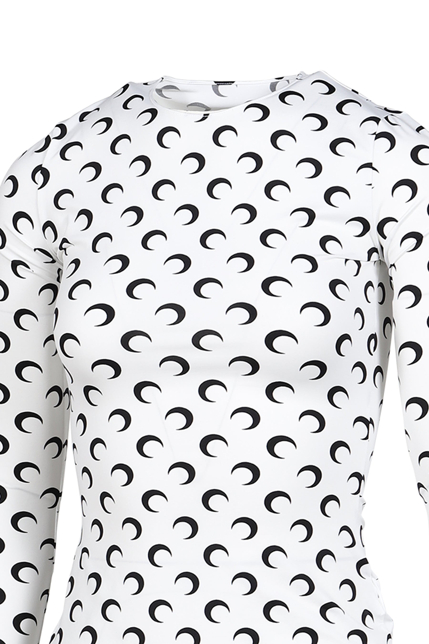 MOON PRINTED JERSEY LS CREWNECK TOP / OPTICAL WHT