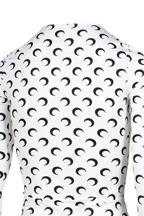 MOON PRINTED JERSEY LS CREWNECK TOP / OPTICAL WHT