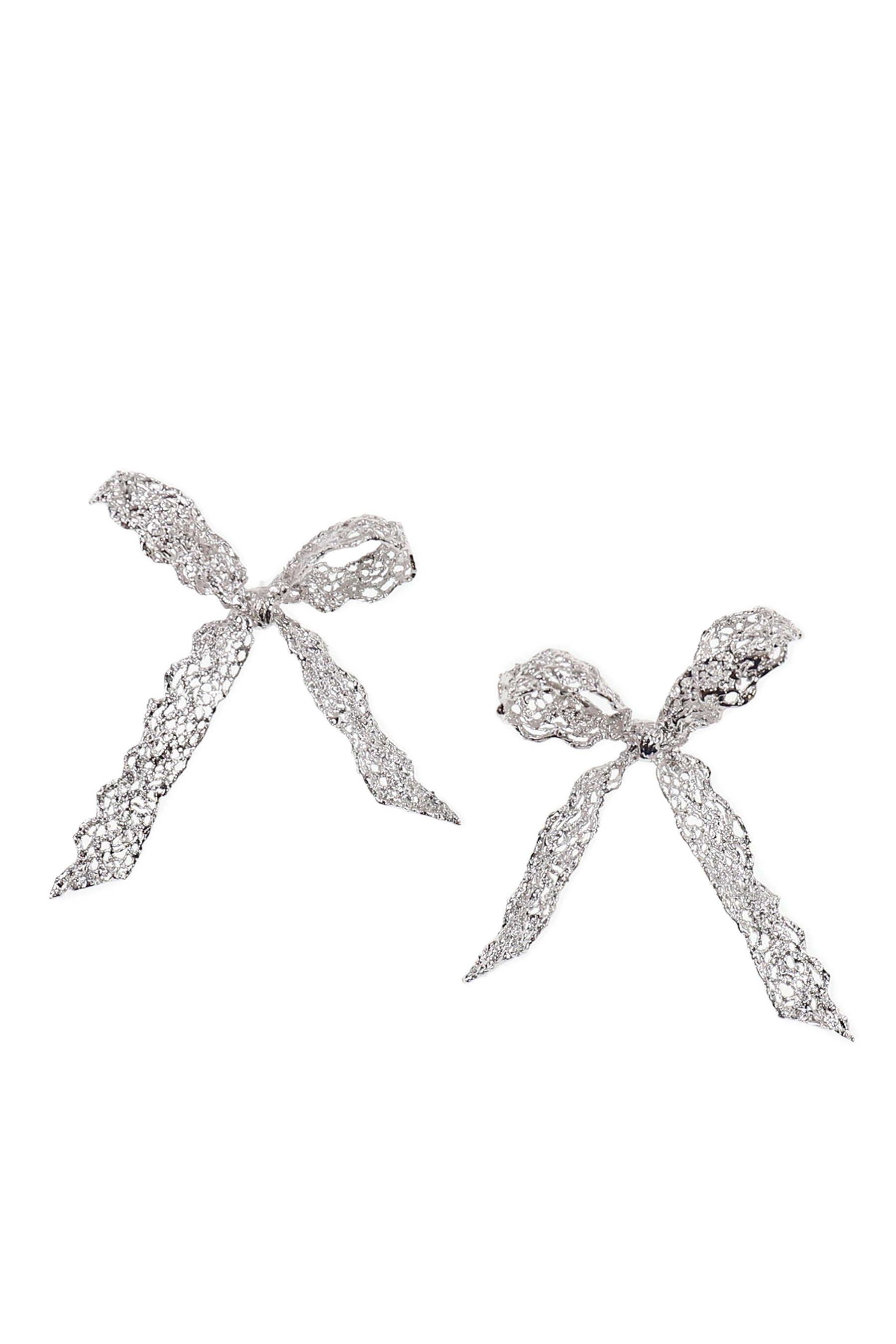LACE BOWKNOT EARRING(PAIR) / SIL