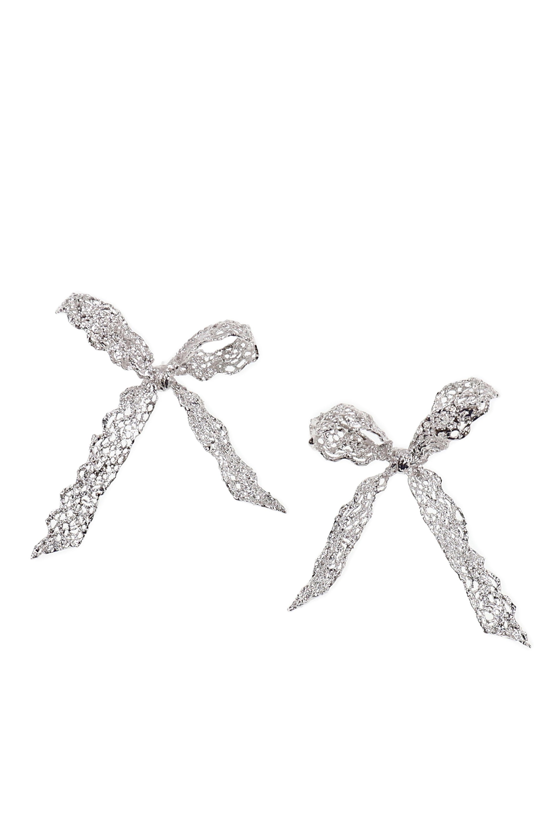LACE BOWKNOT EARRING(PAIR) / SIL