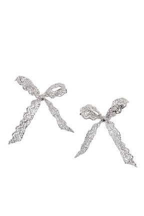 LACE BOWKNOT EARRING(PAIR) / SIL