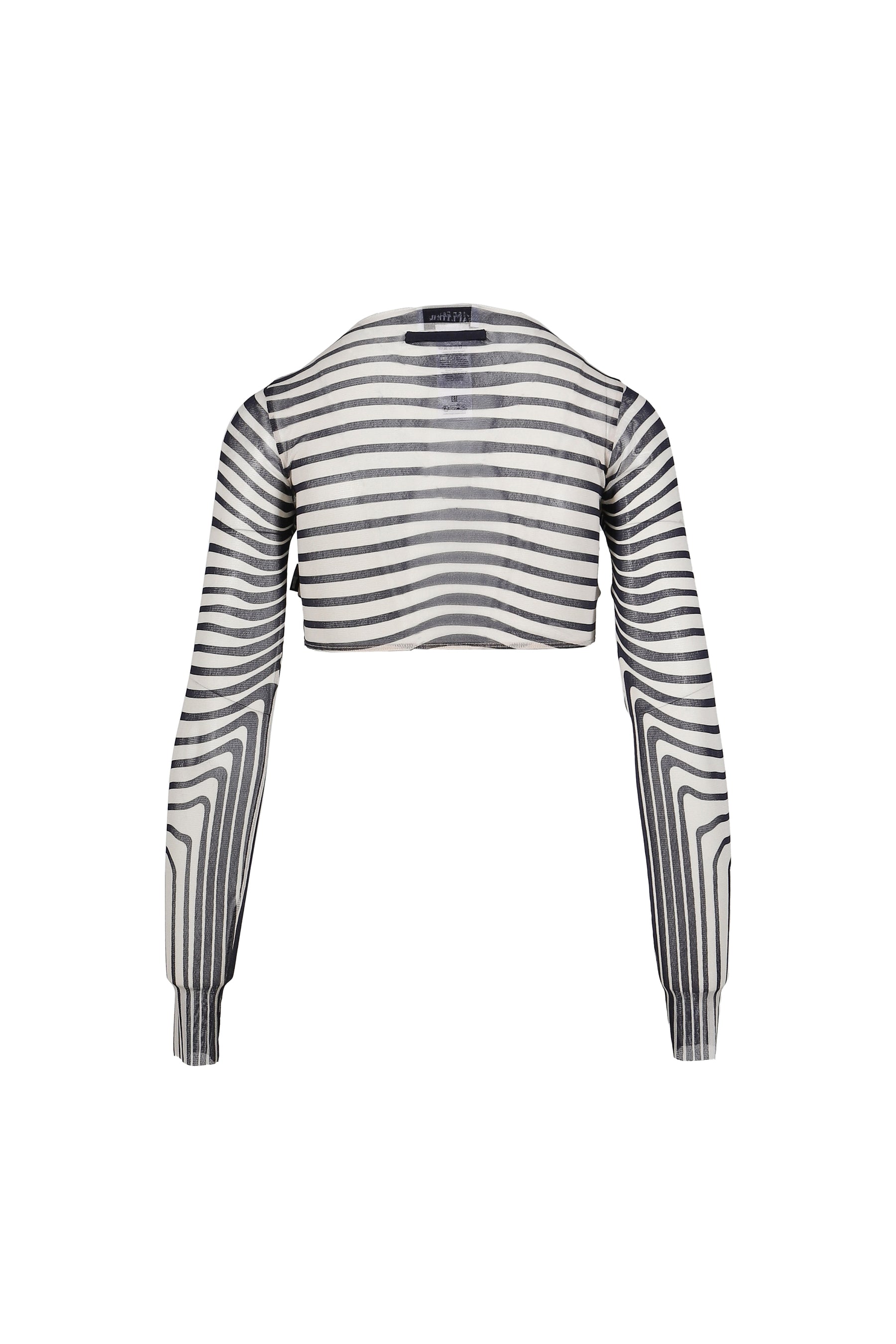 Jean Paul Gaultier RE-EDITION : CROPPED TOP LONG SLEEVES CREW NECK "MORPHING STRIPES" / ECR/NVY