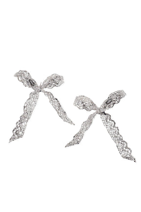 LACE BOWKNOT EARRING(PAIR) / SIL