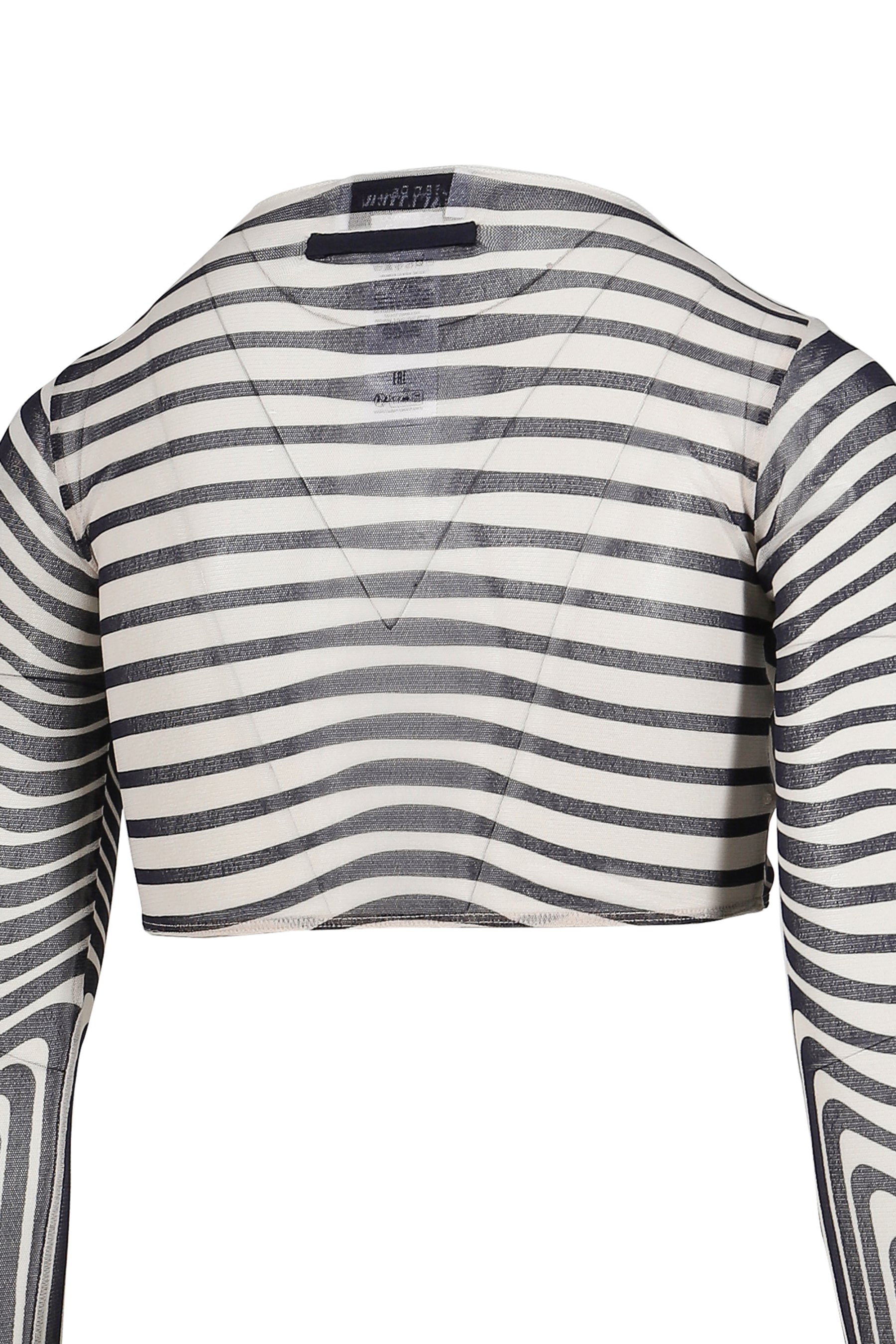 Jean Paul Gaultier RE-EDITION : CROPPED TOP LONG SLEEVES CREW NECK "MORPHING STRIPES" / ECR/NVY