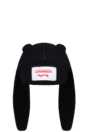 CHUNKY RABBIT BEANIE / BLACK 