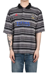 OVERSIZED S/S POLO / GRY BLK STRIPE GRY