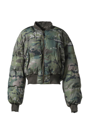 REVERSIBLE PUFFER BOMBER JACKET / KHA CAMO