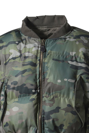 REVERSIBLE PUFFER BOMBER JACKET / KHA CAMO