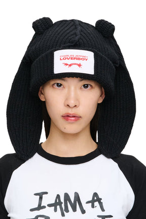 CHUNKY RABBIT BEANIE / BLACK 