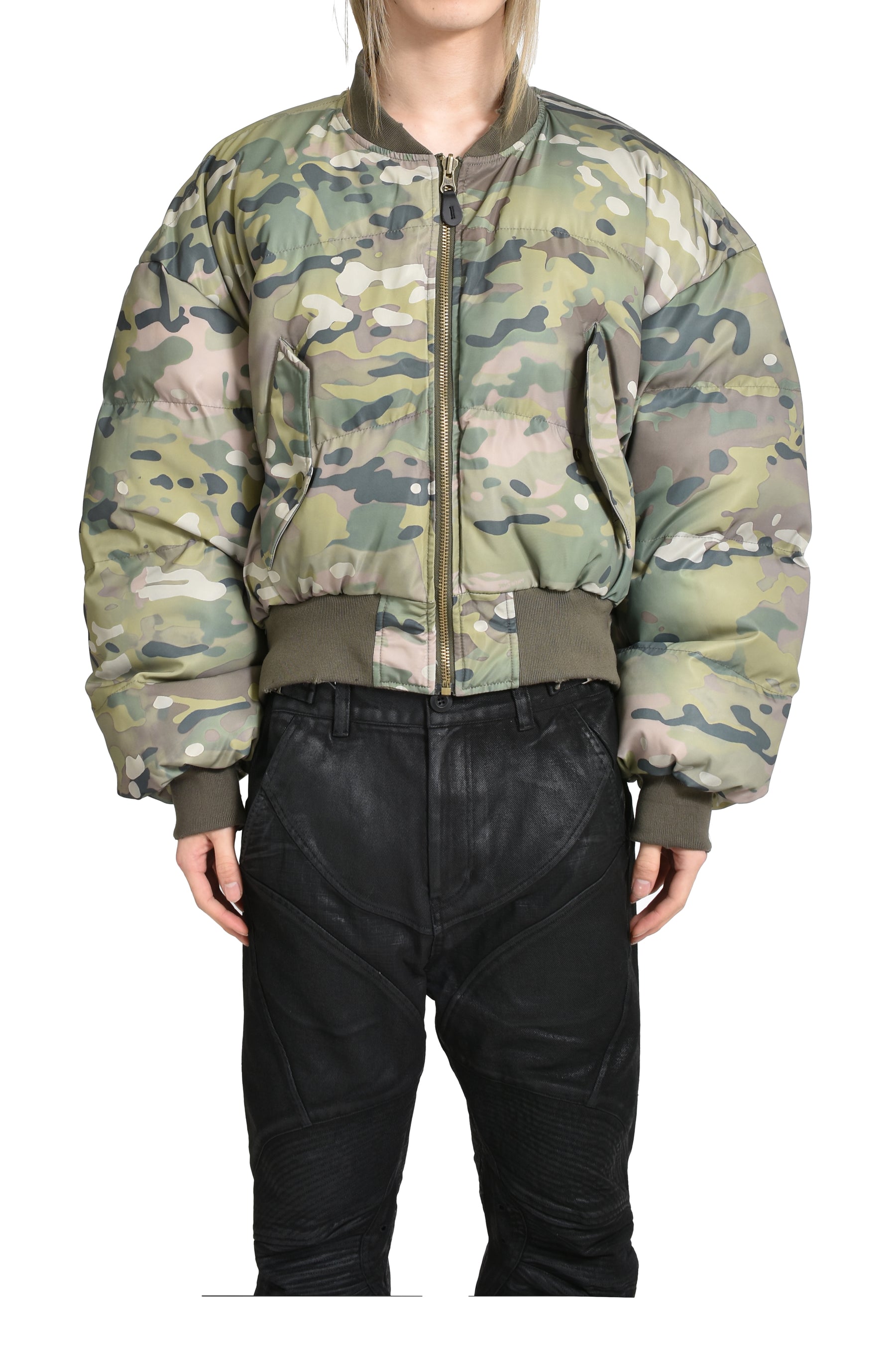 REVERSIBLE PUFFER BOMBER JACKET / KHA CAMO