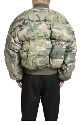 REVERSIBLE PUFFER BOMBER JACKET / KHA CAMO