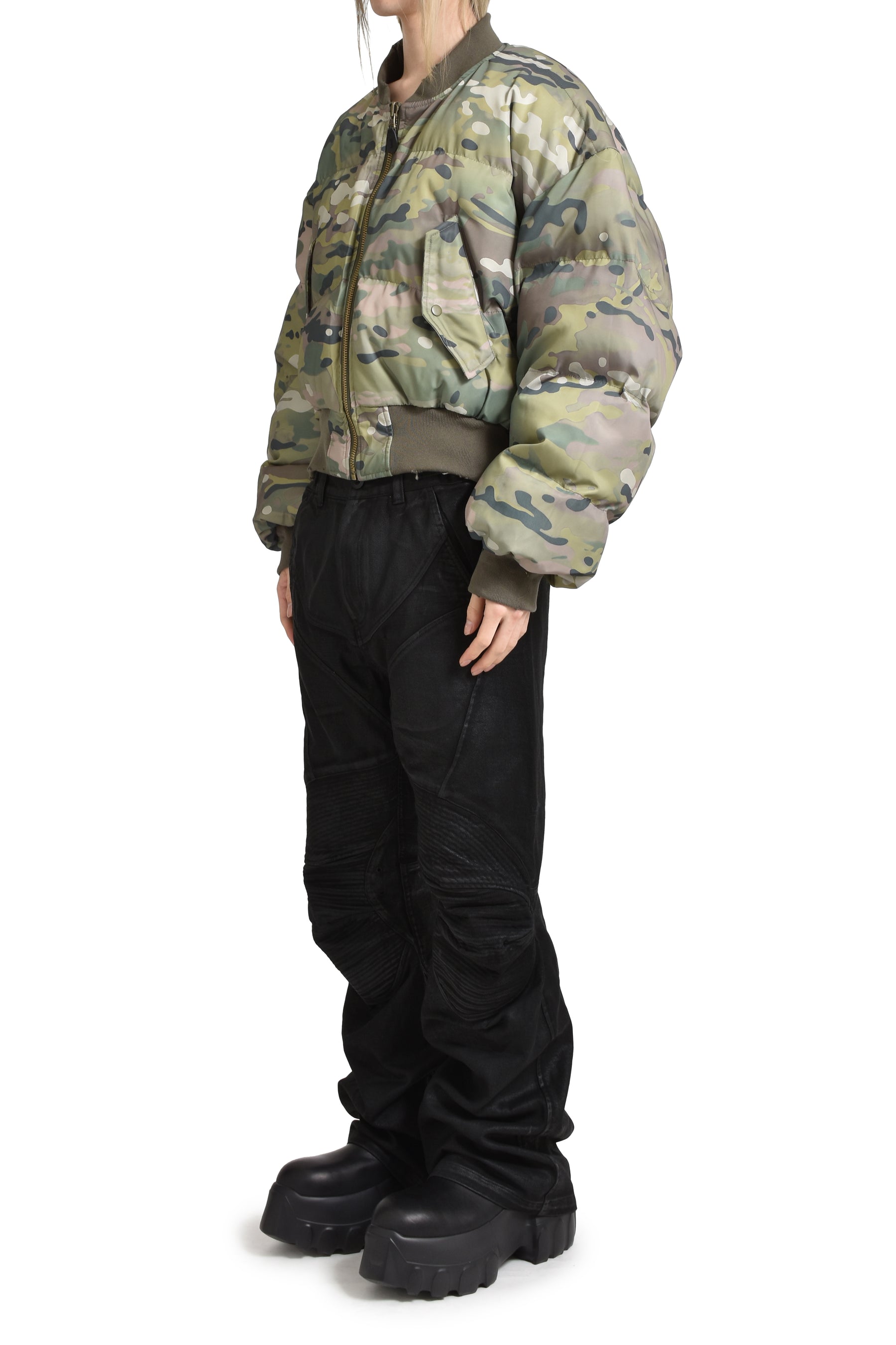 REVERSIBLE PUFFER BOMBER JACKET / KHA CAMO