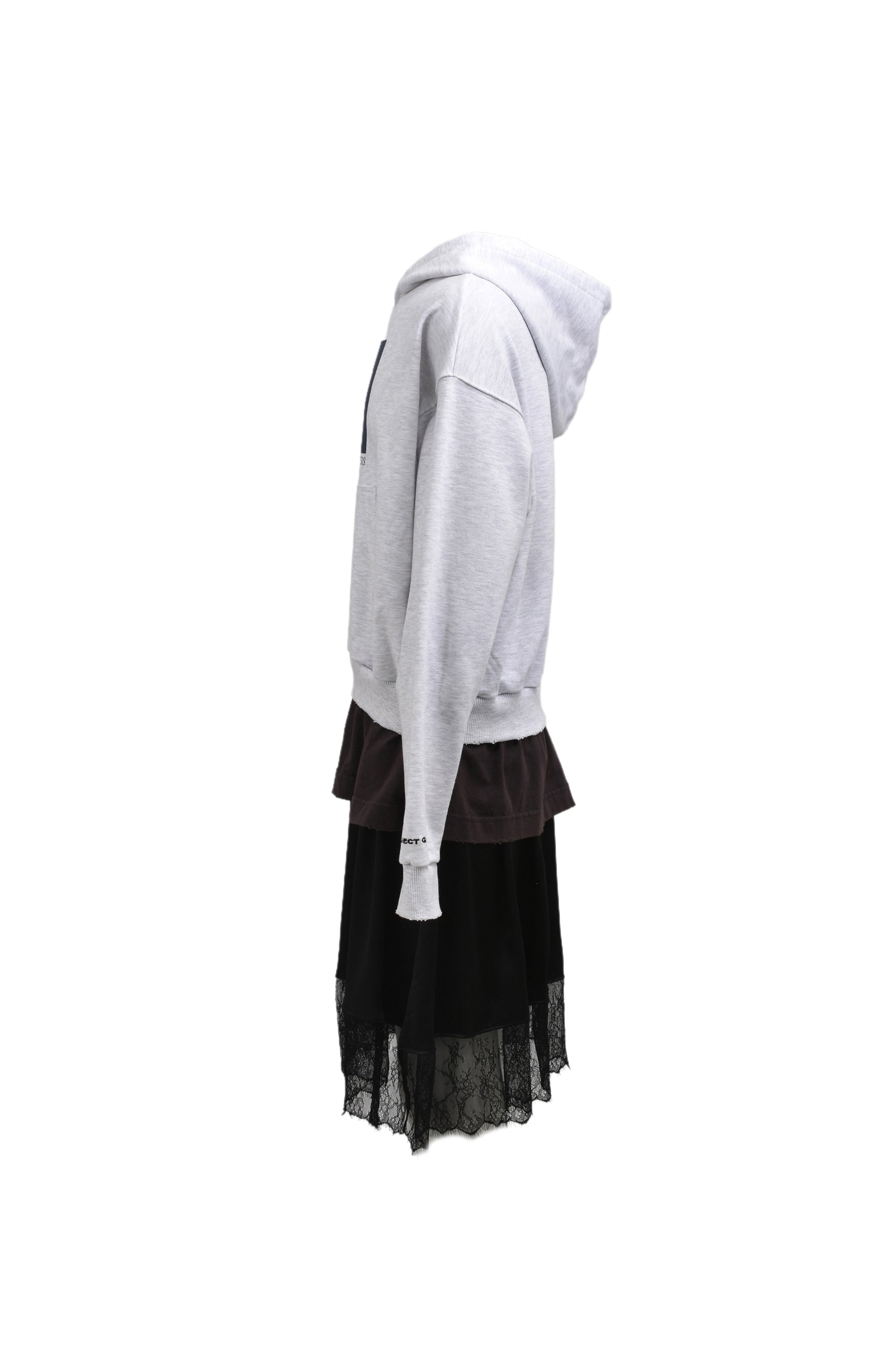 LAYERED HOODED DRESS / GRY