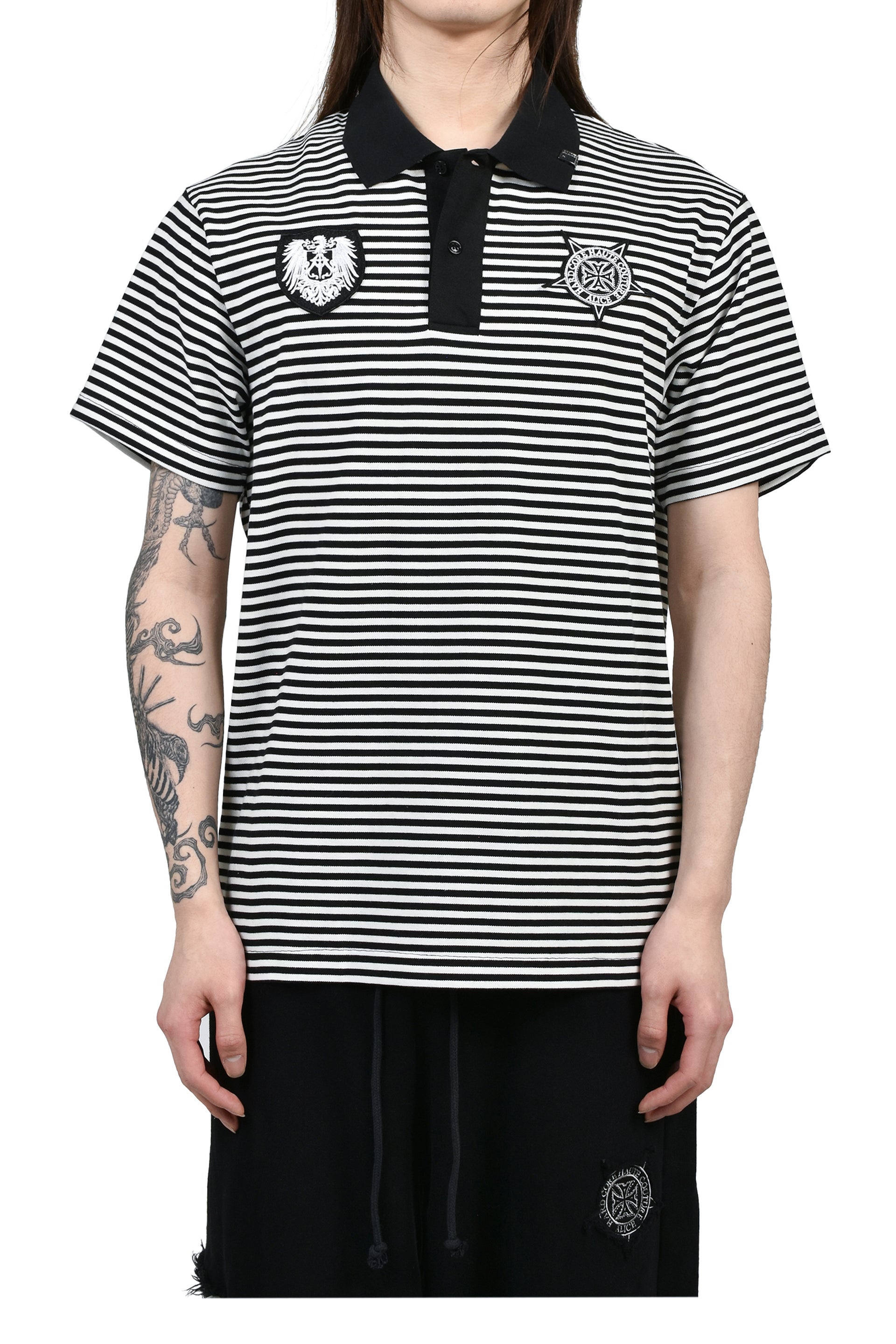 STRIPED POLO SHIRT / WHT
