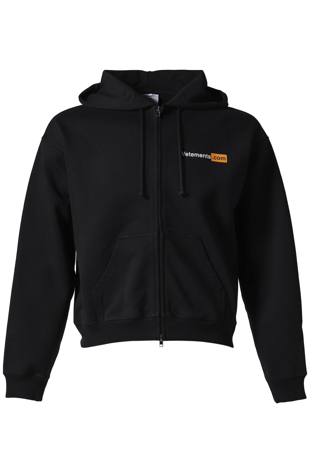 VETEMENTS.COM FITTED ZIP-UP HOODIE / BLK