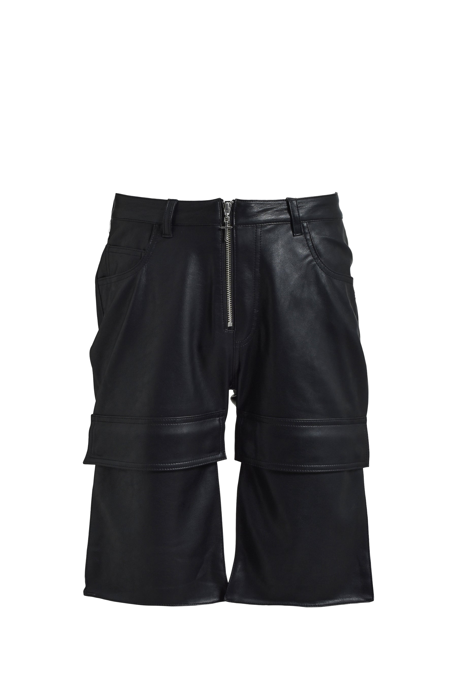 FAUX LEATHER CARGO PANTS V2 / BLK