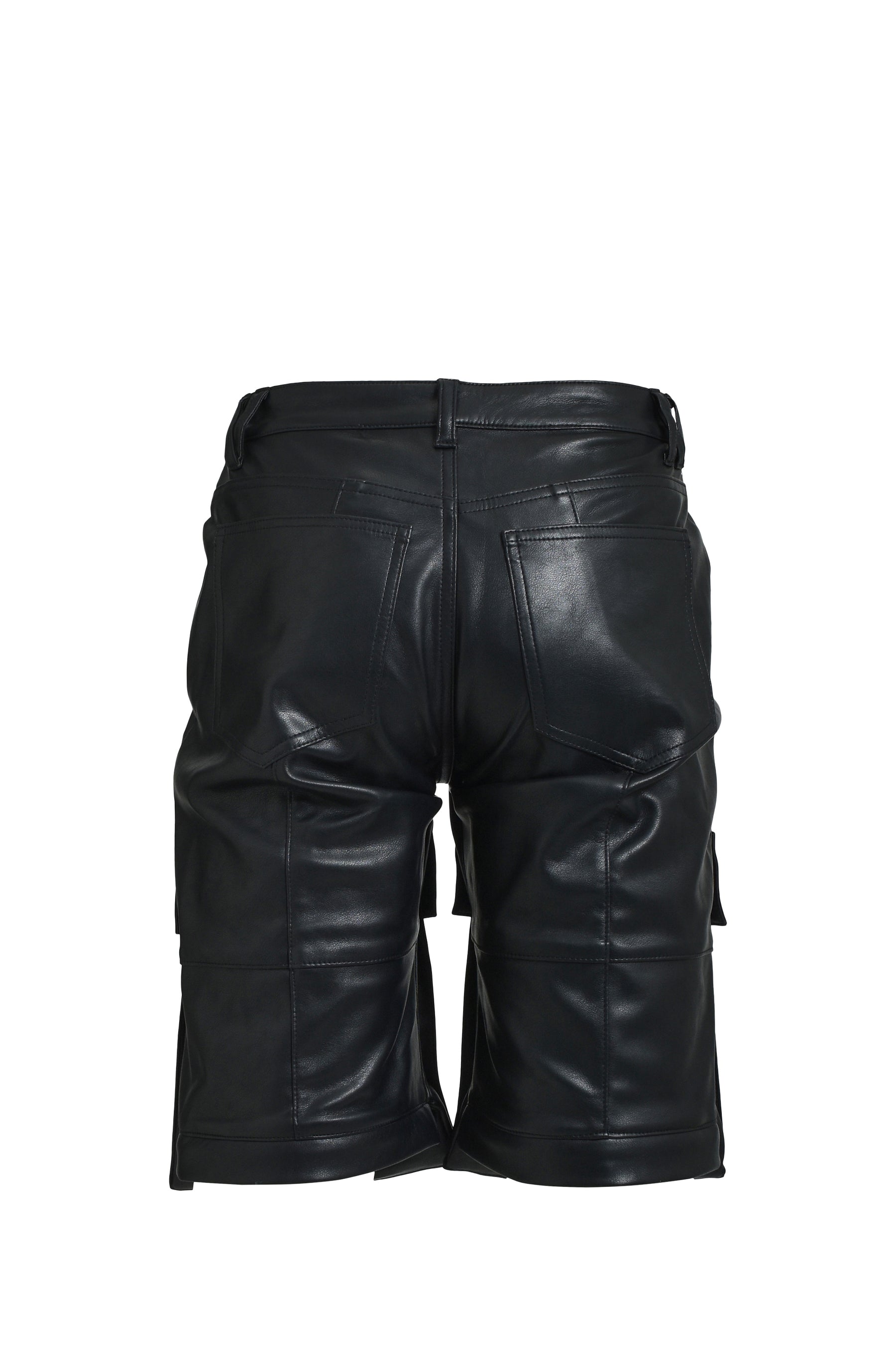 FAUX LEATHER CARGO PANTS V2 / BLK