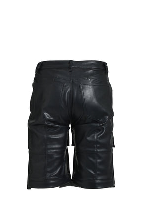 FAUX LEATHER CARGO PANTS V2 / BLK