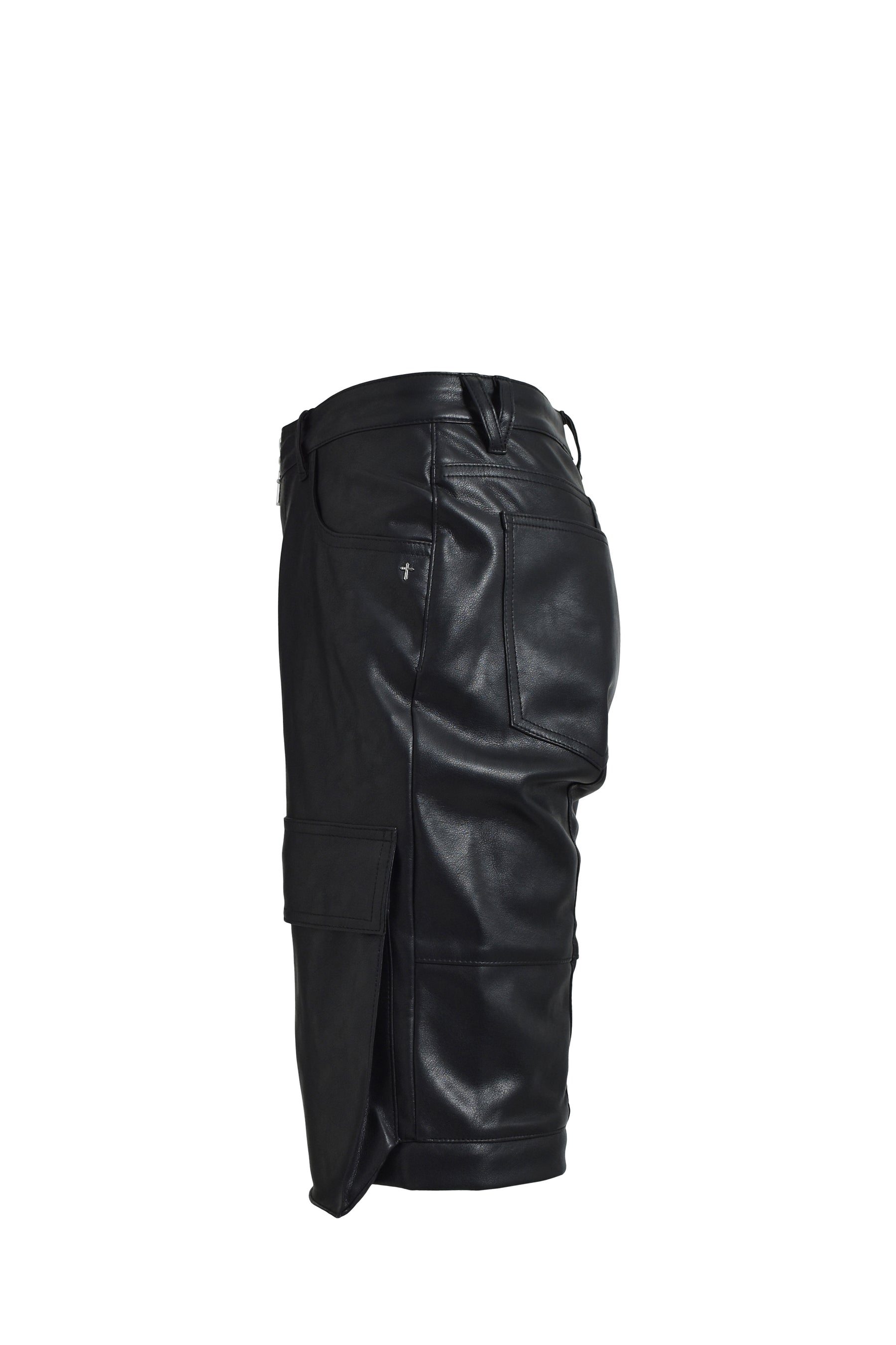 FAUX LEATHER CARGO PANTS V2 / BLK