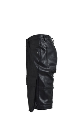 FAUX LEATHER CARGO PANTS V2 / BLK