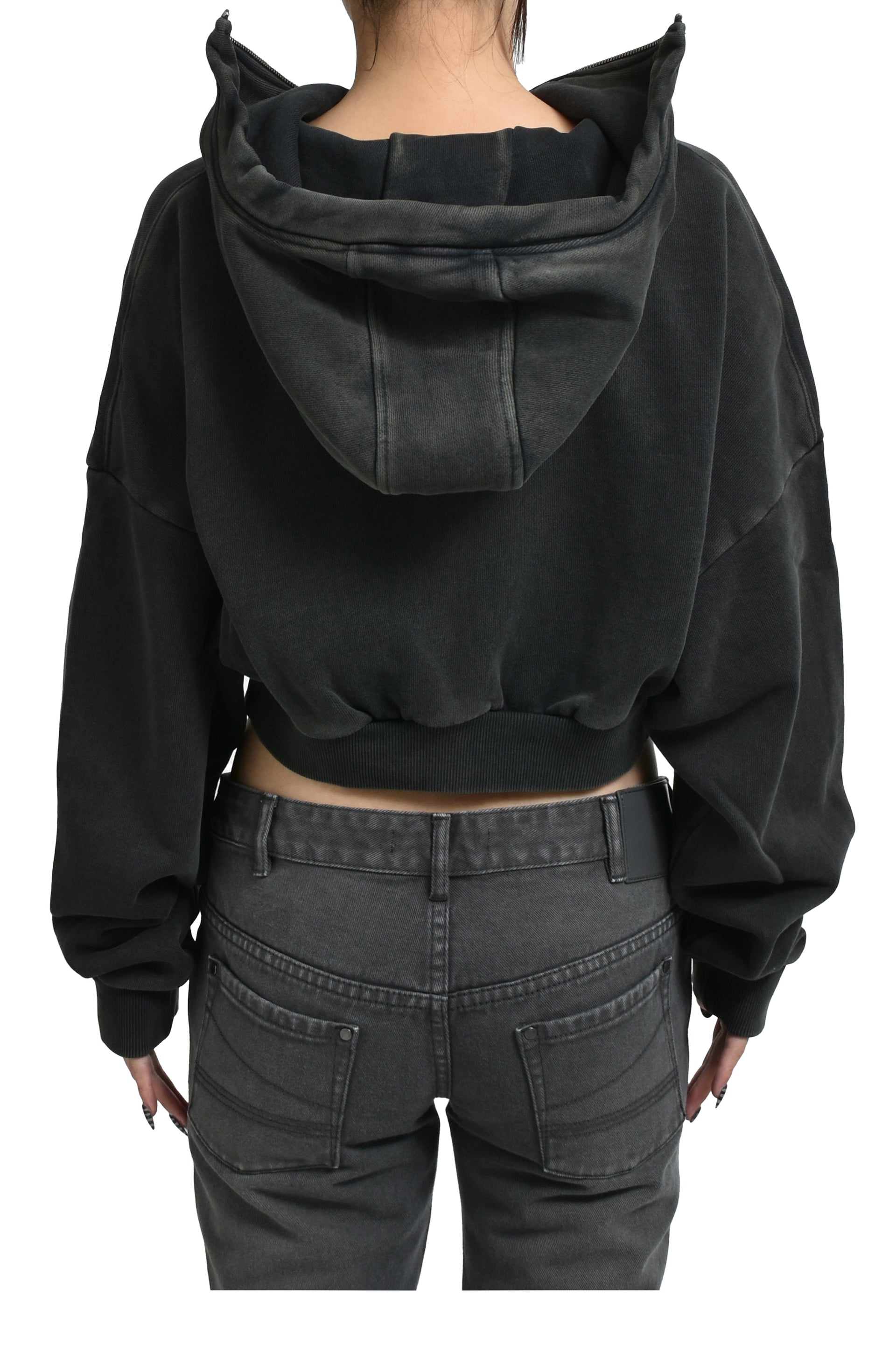 entire studios CROPPED FULL ZIP / WASHED BLK
