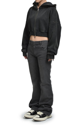 entire studios CROPPED FULL ZIP / WASHED BLK
