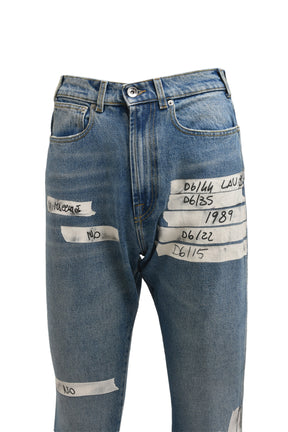 STRAIGHT DENIM JEANS WITH TAPE DETAILS / WASH 1