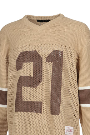 KNIT FOOTBALL TOP / BEI