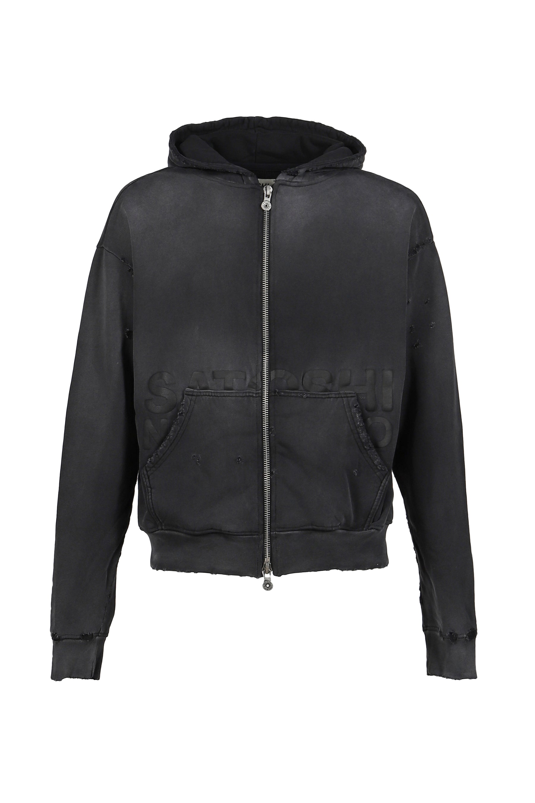 ELLIOTT ZIP UP HOODIE / WASHED BLK