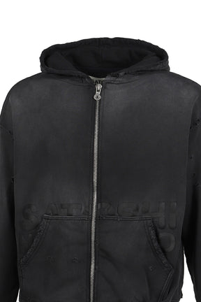 ELLIOTT ZIP UP HOODIE / WASHED BLK