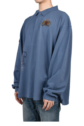 L/S POLO / BLU NVY WASHED BLU