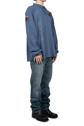 L/S POLO / BLU NVY WASHED BLU
