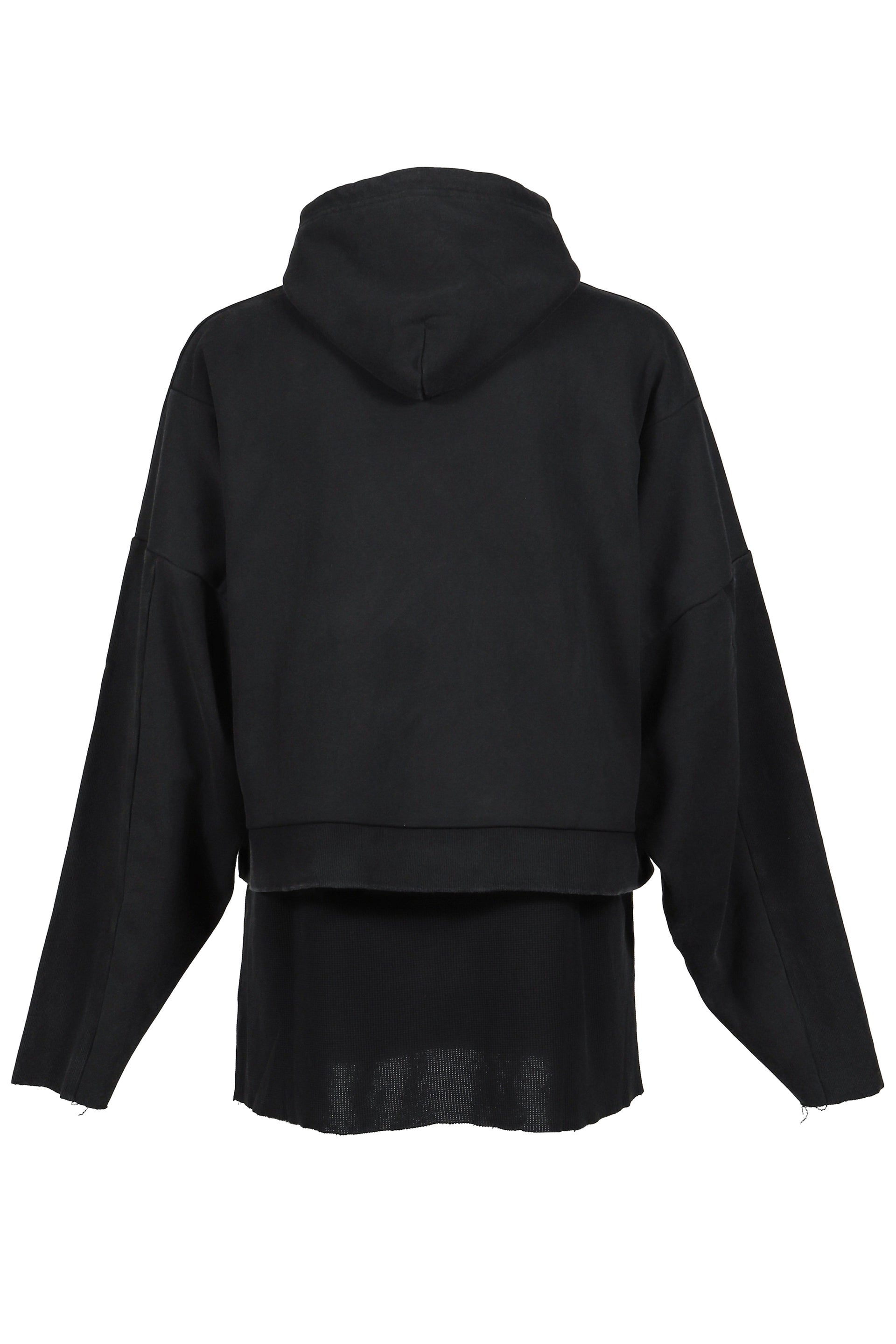 CROPPED HOODIE OVERLAPPED (EXCLUSIVE) / WASHED BLK