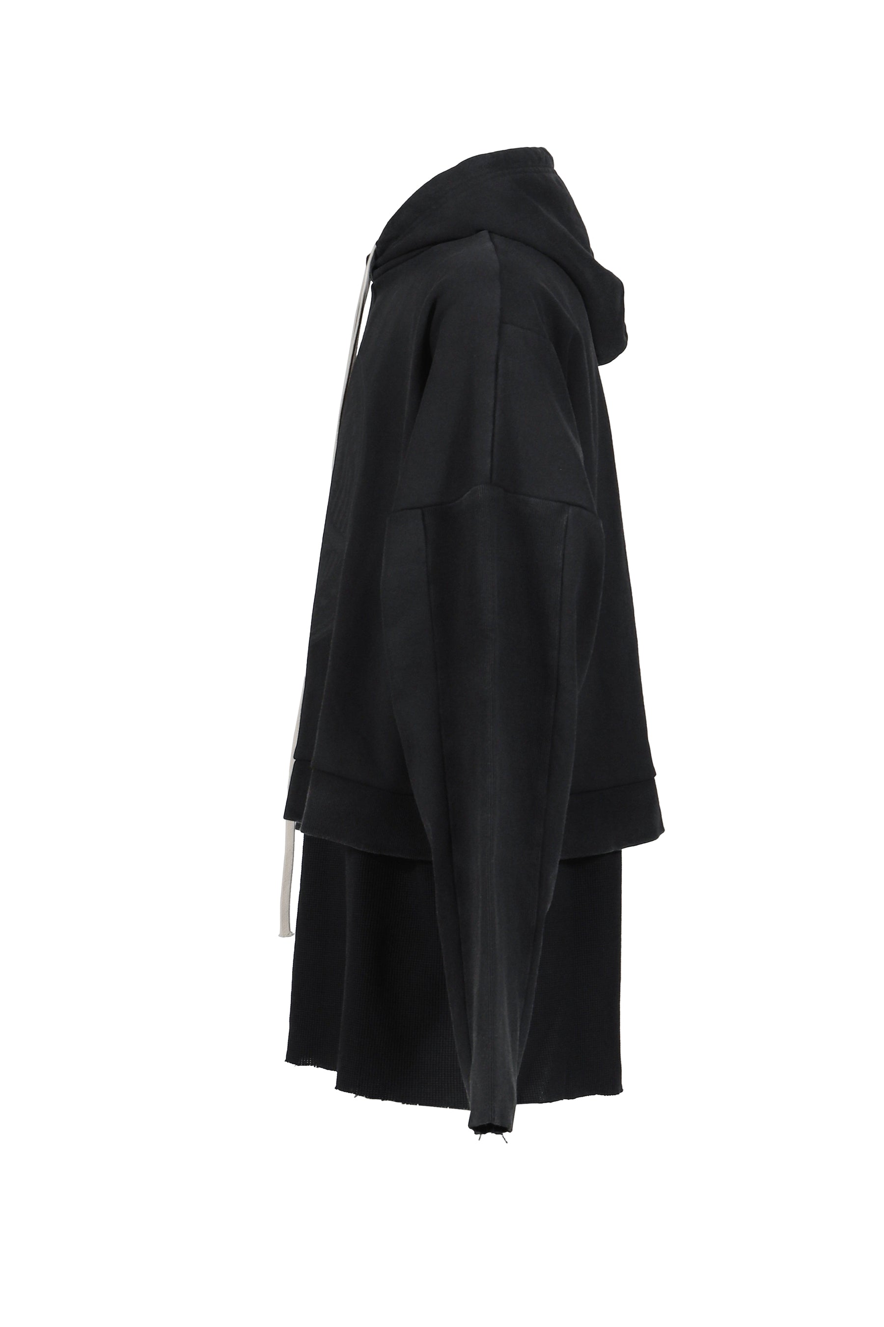 CROPPED HOODIE OVERLAPPED (EXCLUSIVE) / WASHED BLK