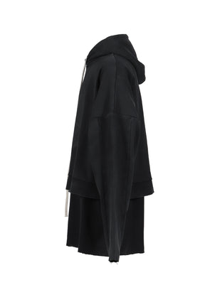 CROPPED HOODIE OVERLAPPED (EXCLUSIVE) / WASHED BLK