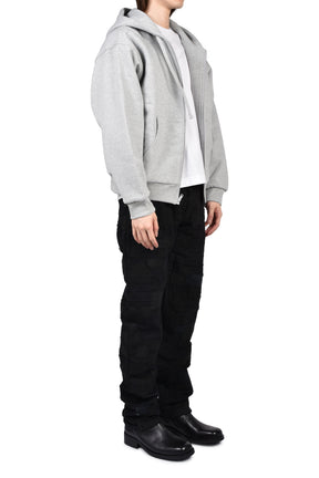 BLACKMEANS BLACK OVERDYED BORO PATCHWORK STRAIGHT JEAN / BLK BORO