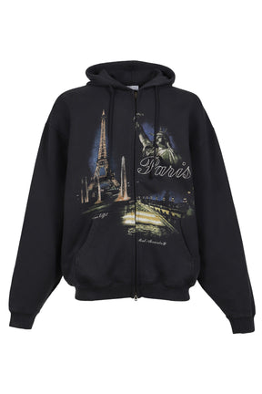 PARIS TOURIST ZIP-UP HOODIE / BLK
